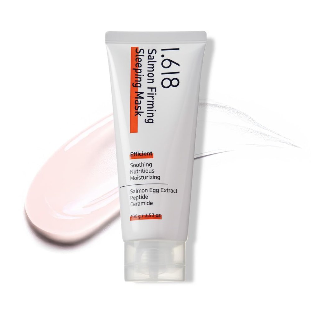 1.618 Salmon Firming Sleeping Mask 3.53oz - Korean Overnight Moisturizer Face Cream with Peptide, Vit-P, Beta Glucan, Centella Asiatica, Ceramide NP, Niacinamide, Adenosine, Trehalose