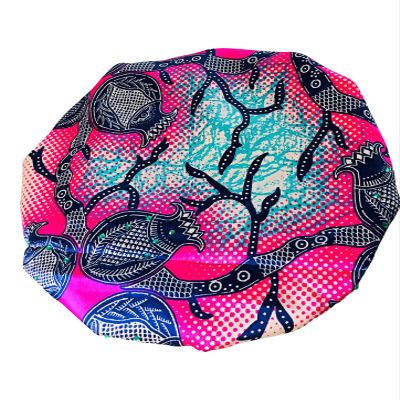 2Chique Boutique Women's African Ankara Print Satin Bonnet Multi Color Patterns (Pink/Multi, Regular)