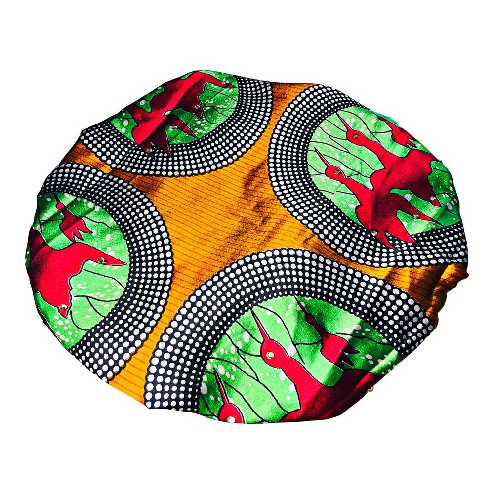 2Chique Boutique Women's African Ankara Print Satin Bonnet Multi Color Patterns (Gold/Multi, Regular)