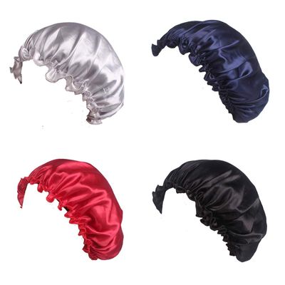 4PCS Sleep Cap Night Satin Bonnet Wide Elastic Band Soft Hat Hair Loss Chemo Caps Sleeping Head Cover Silky Turban Shower Bath Hats