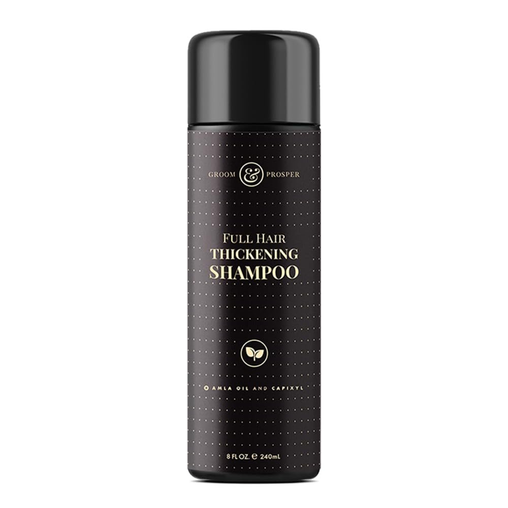 Groom & Prosper - Hair Thickening Shampoo for Men, 8 Oz - Restores, Nourishes, Protects, Strengthens thinning hair - Combats follicle aging process to prevent hair loss and breakage