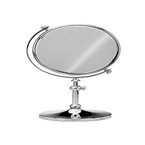 Windisch Free Standing, Extendable Round Double-Faced Mirror (Chrome/Gold, 2X Magnification