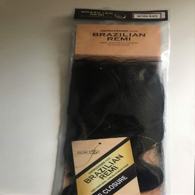 100% NATURAL VIRGIN HUMAN HAIR BRAZILIAN REMY- LACE CLOSURE- 14" NATURAL BLACK