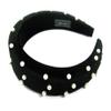 Soho Style Padded Hair Headband  Elegant Head Wrap Wide Hoop Velvet Pearl Embellished Fashion Thick Accessories Headwear for Women Girls AC8464 Red view 3
