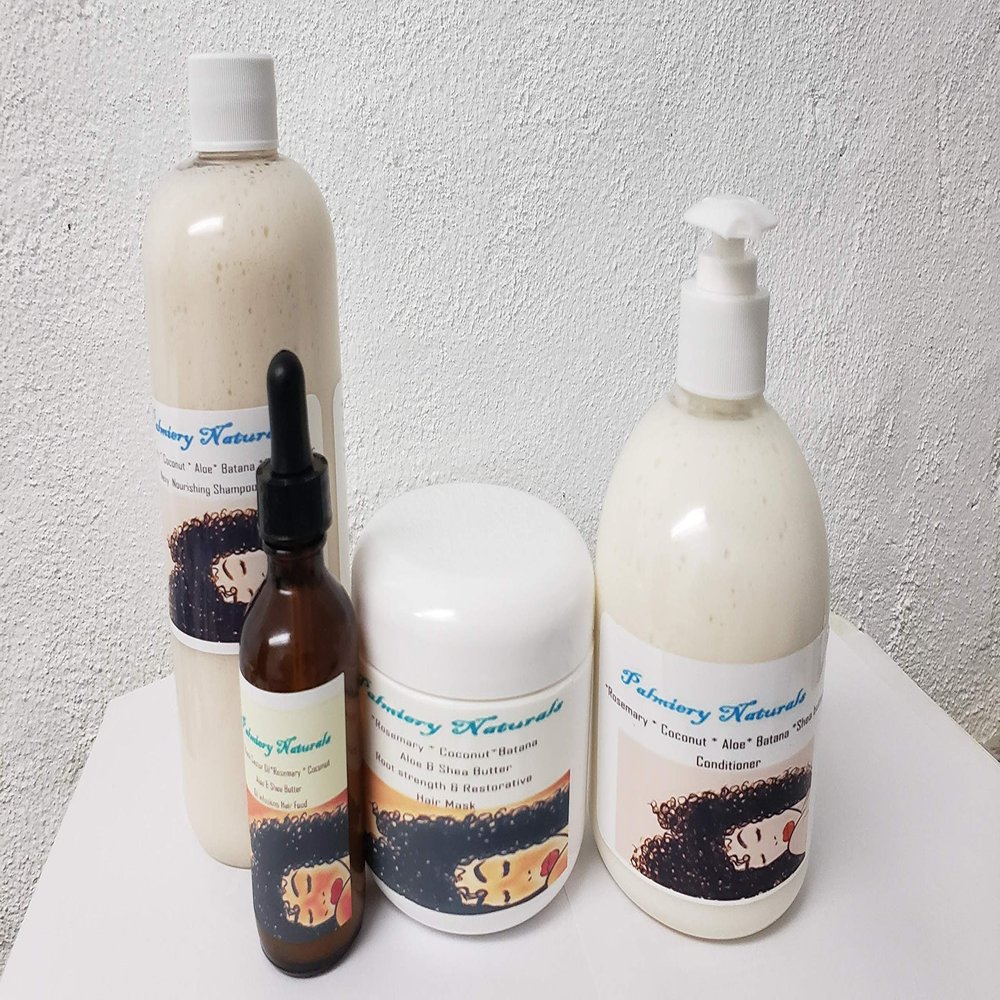 Palmiery Naturals Hair repair and growth treatment set.