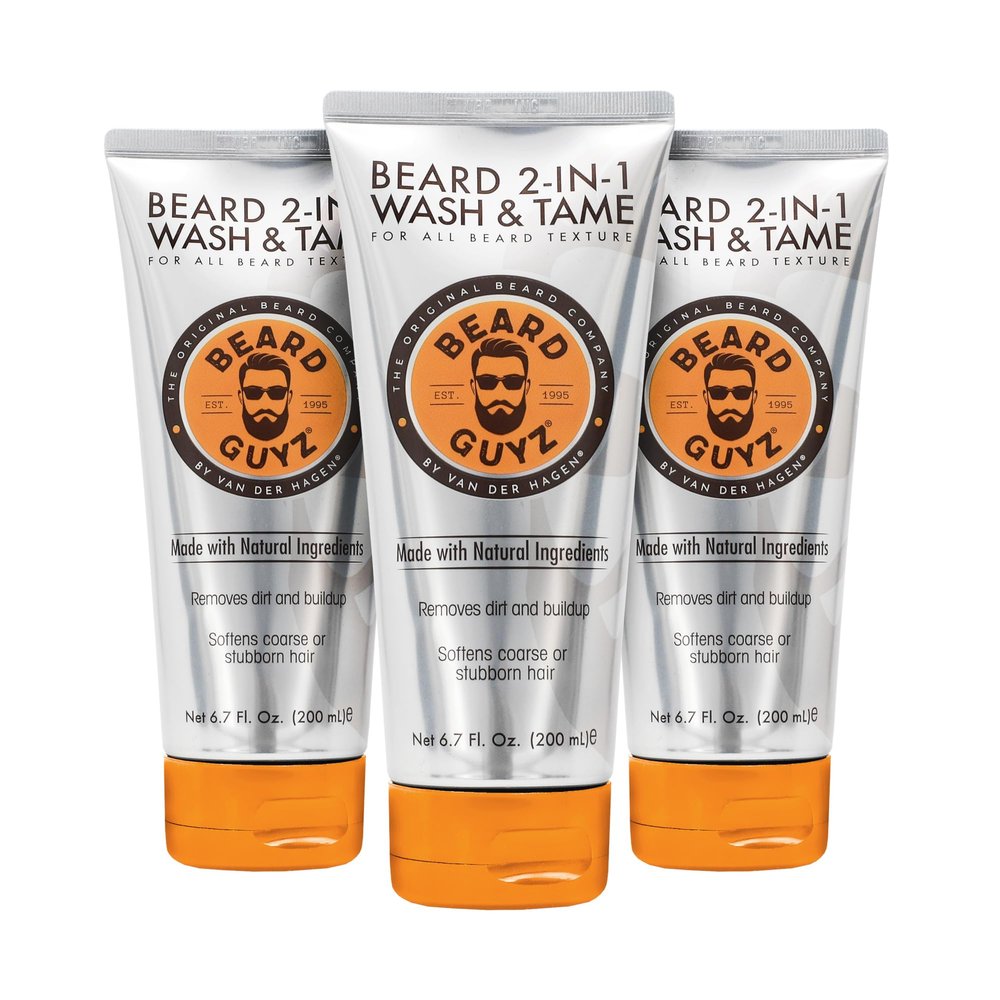 Beard Guyz 2-in-1 Beard Wash and Conditioner, Deep Cleansing Beard Shampoo for Men, Softening & Taming Formula 6.7 oz (Pack of 3)