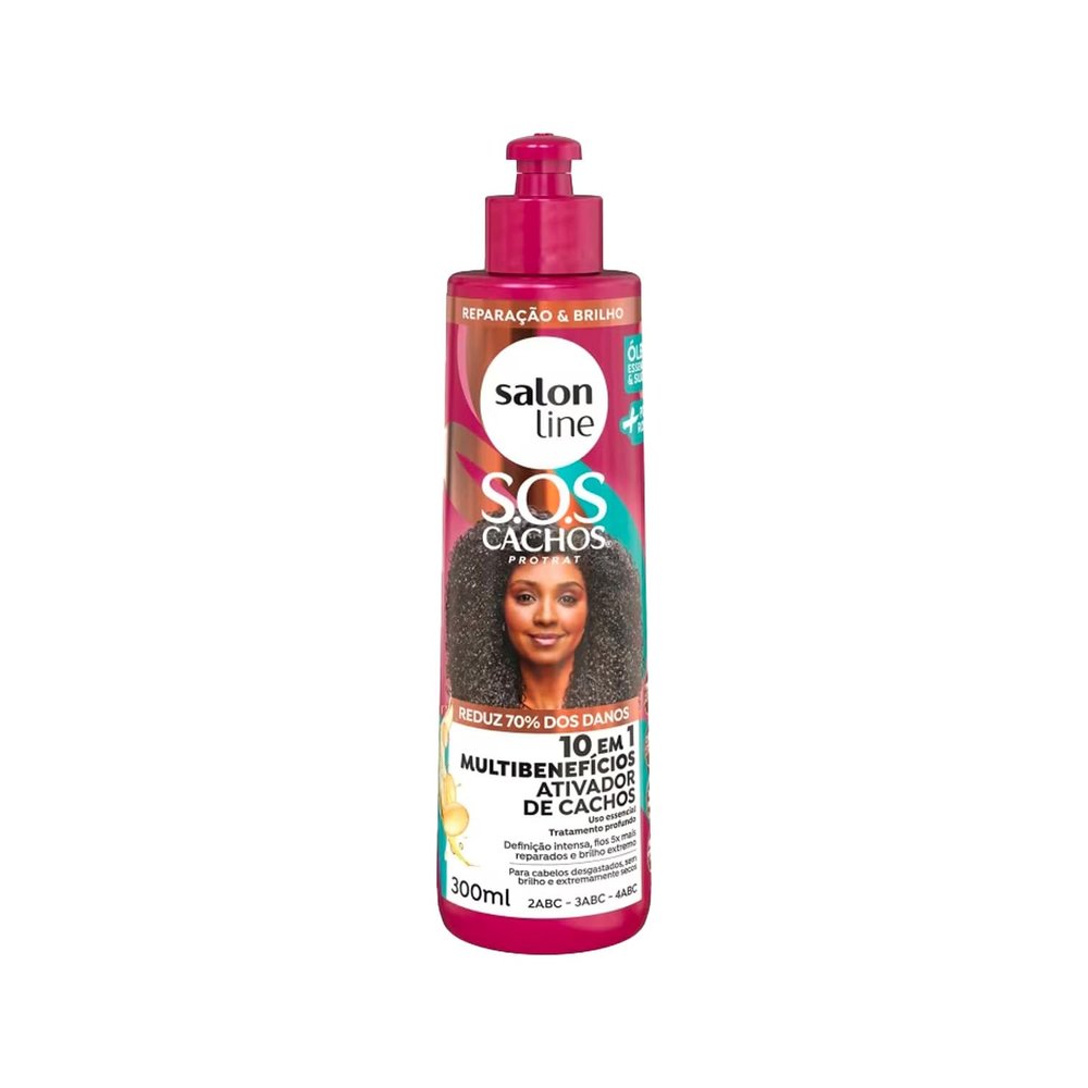 Salon Line - Linha SOS Cachos (+ Poderosos) - Ativador de Cachos 10 em 1 Multibeneficios 300 Ml - (SOS Curls (+ Powerful) - Curl Activator 10 in 1 Multibenefits 10.14 Fl Oz)