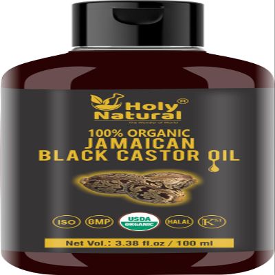 Organic Jamaican black Castor Oil (3.38 fl oz) USDA Certified, Traditional Handmade with Typical and Traditional roasted castor beans smell ,100% Pure black Castor Oil (No Additive, Non GMO)