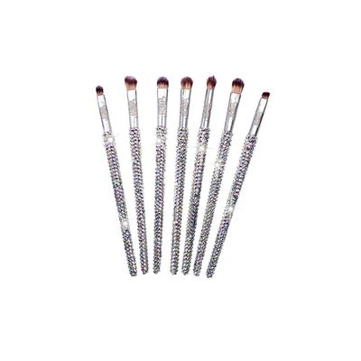 CRYSTALS BEAUTY Shiny Sparkle Luxury Crystal Bling Out Rhinestone Makeup Brush Set (7 pc, Silver)