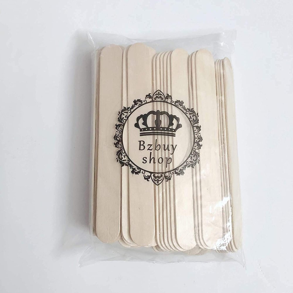 Bzbuy 100 Pieces Large Wax Sticks, Wood Waxing Craft Sticks Spatulas Applicators for Hair Removal Eyebrow and Body