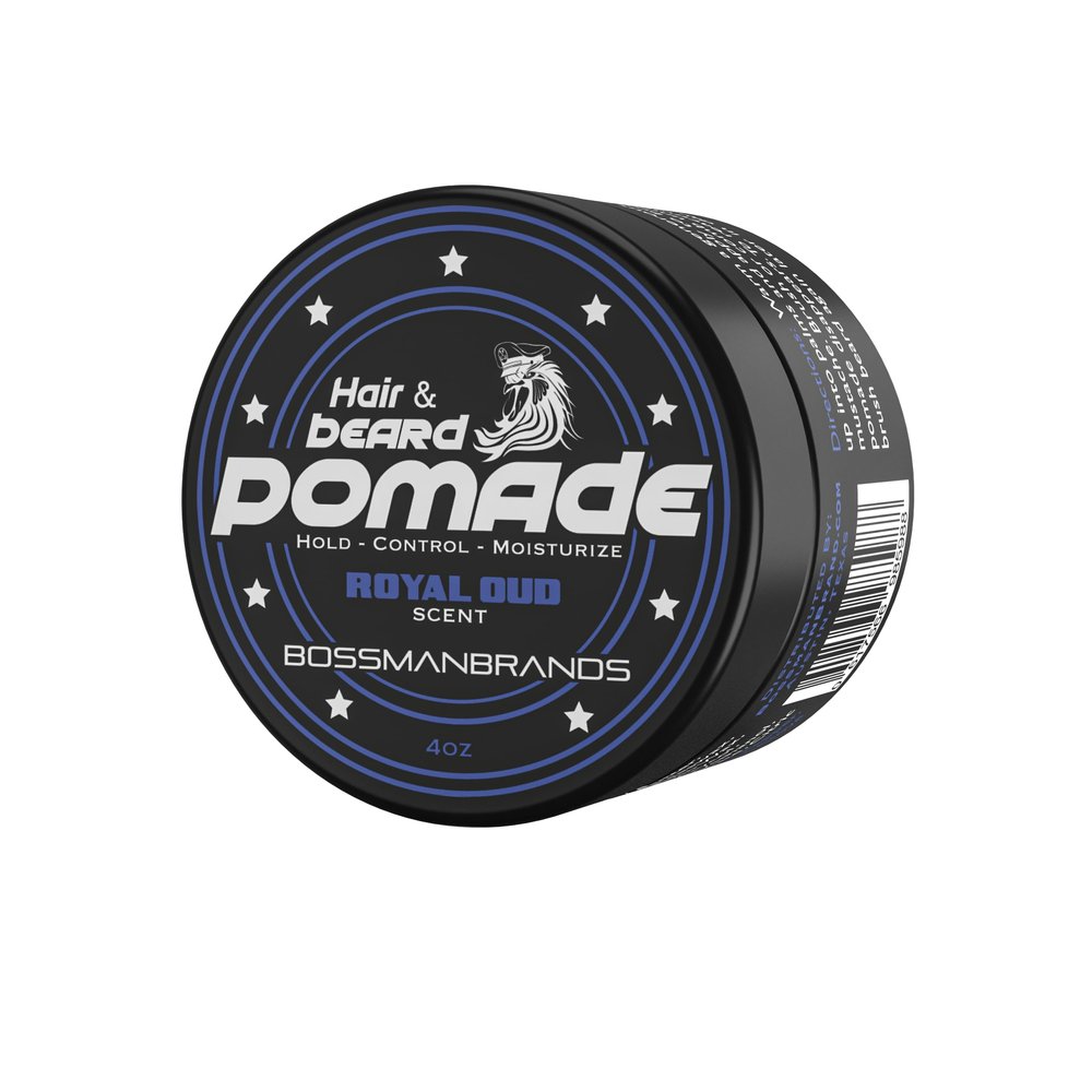 Bossman Hair & Beard Pomade for Men (Royal Oud Scent) Medium Hold & Moisturizing for Hair, Beard & Mustache Styling Made in USA