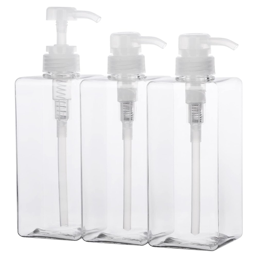 Suream 22oz/650ml Refillable Shampoo Bottle for Shower, Large Capatity Conditioner Dispensers for Bathroom, Plastic Pump Press Bottles for Lotion, Body Moisturizer, Massage Oil, Hand Wash, Soap, 3Pack