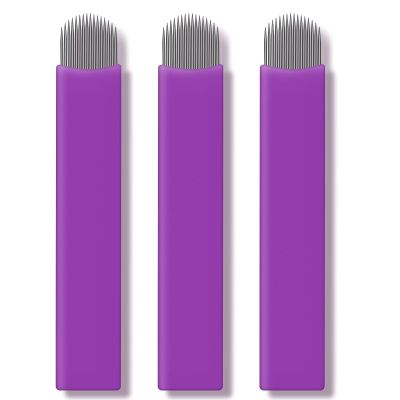50pcs Purple Microblading blades Nano U shape 0.16mm Semi Permanent Makeup Eyebrow Tattoo needles (16U)