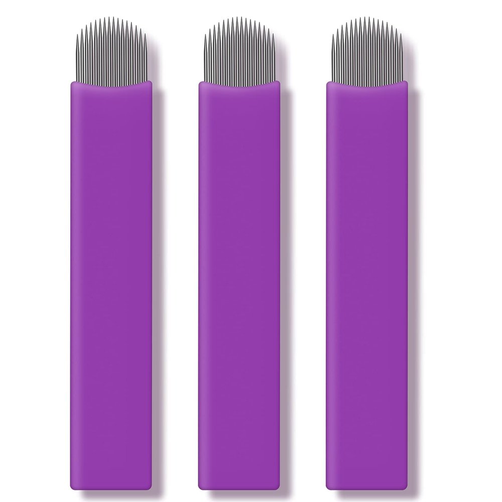 50pcs Purple Microblading blades Nano U shape 0.16mm Semi Permanent Makeup Eyebrow Tattoo needles (16U)