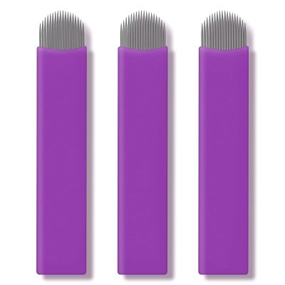 50pcs Purple Microblading blades 18U Nano 0.16mm Semi Permanent Makeup Eyebrow Tattoo needles (18U)
