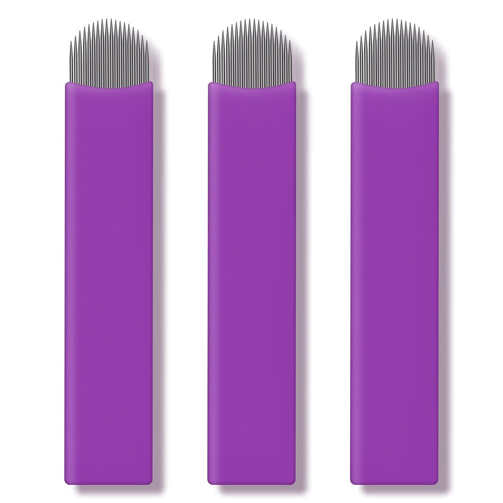 50pcs Purple Microblading blades 18U Nano 0.16mm Semi Permanent Makeup Eyebrow Tattoo needles (18U)