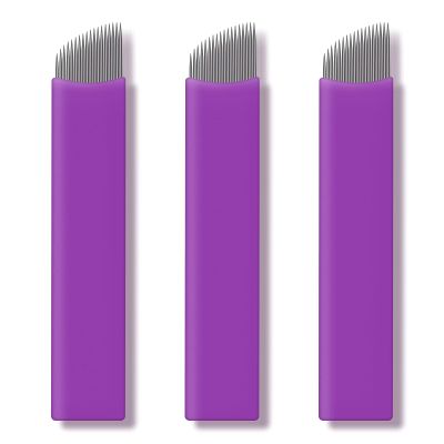 50pcs Purple Microblading blades Nano 0.16mm Semi Permanent Makeup Eyebrow Tattoo needles 12U,14U,16U,18U,21U,12F,14F,16F,18F,21F (18F)