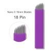 50pcs Purple Microblading blades Nano 0.16mm Semi Permanent Makeup Eyebrow Tattoo needles 12U,14U,16U,18U,21U,12F,14F,16F,18F,21F (18F) view 2
