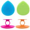 4pcs Silicone Face Scrubbers Heart Shape Face Blackhead Cleansing Brush with Suction Cup for Pore Removing Blackheads (Orange,Rose,Blue,Green) view 2