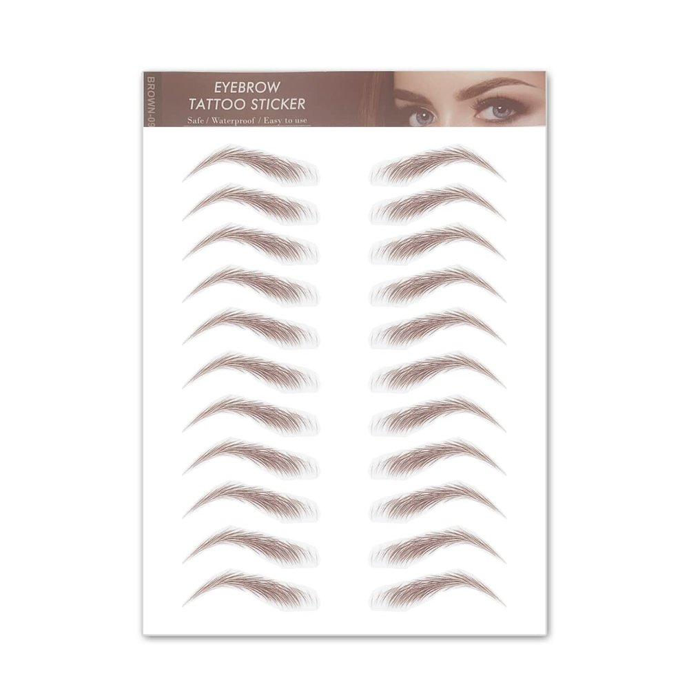 Aaiffey Hair-like Authentic Eyebrows 4D Brown Natural Tattoo Eyebrow Stickers Waterproof Imitation Ecological Lazy for Woman & Man Makeup Tool 10 Pcs
