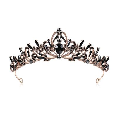 Lovelyshop Black Crystal Rose Gold Gothic Alloy Tiara Headpiece