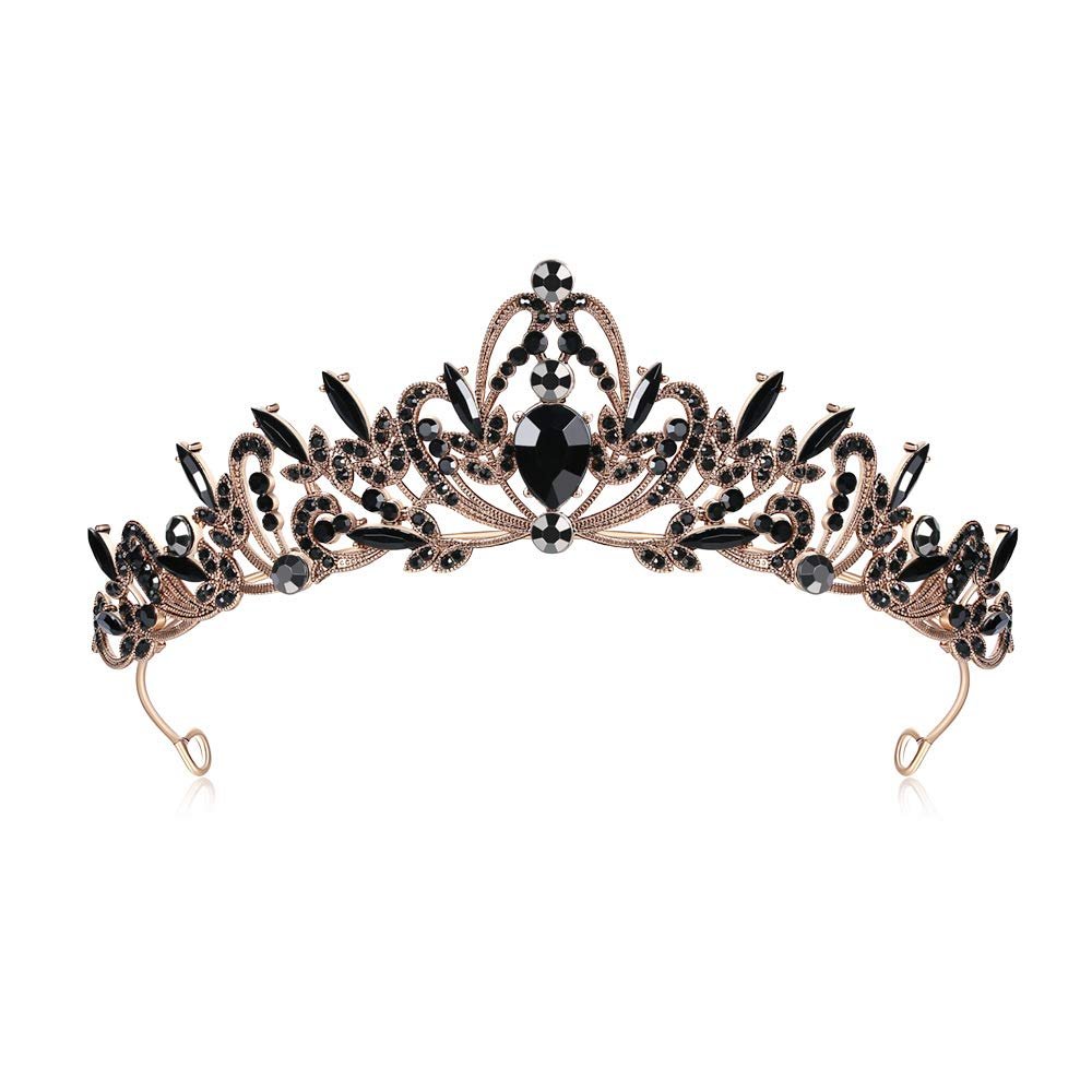 Lovelyshop Black Crystal Rose Gold Gothic Alloy Tiara Headpiece