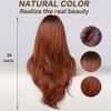 OUFEI 24 Inches Long Straight Auburn Layered Natural Synthetic Hair Wigs for Women with Dark Roots for Daily Party Use view 4