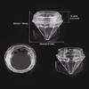 Ewanda store 100Pcs 5Gram Empty Diamond Shape Plastic Clear Cosmetic Refillable Pot Jars Bottles Make up Cosmetic Containers with Lids for Eye Shadow Lip Balm Face Creams Lotion Nail Powder view 2