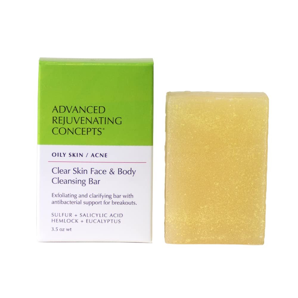 ADVANCED REJUVENATING CONCEPTS Oily Skin/Acne Clear Skin Face & Body Bar, for Body Acne, Breakouts and Blemishes, Sport Body Wash, 3.5 Ounce Bar Soap