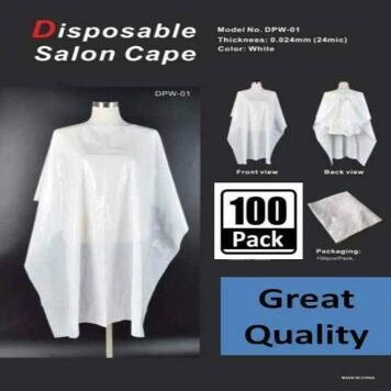 100 CT Salon Cape Waterproof Hair Dye Cutting Coloring Apron White