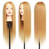 MEIBR Mannequin Head 100% Real Hair Styling Training 24-27inch Manikin Cosmetology Hairdressing Doll With Free Clamp Female+Braid Set (27#) view 2