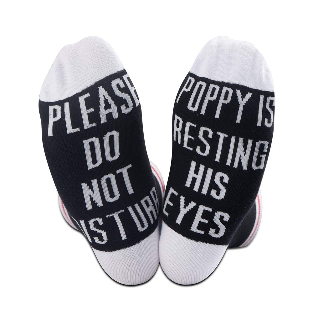 TSOTMO 2 Pairs Grandpa Gift Novelty Gift From Grandkid Fathers Day Gift Please Do Not Disturb Poppy Is Resting His Eyes (Poppy His Eyes)