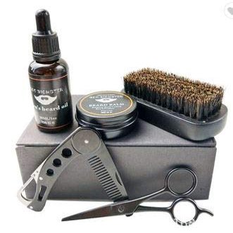 100% Natural Organic Oil Fold-able Bottle Opener Comb Brush Scissor Man Beard Grooming Kit