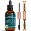 Live Fraiche Organic Castor Oil Lash Serum for Hair Growth, 100% Pure Eyebrow Eyelash Growth Serum, Cold Pressed Hexane Free (2oz Glass Bottle + FILLED Mascara Tube) view 1