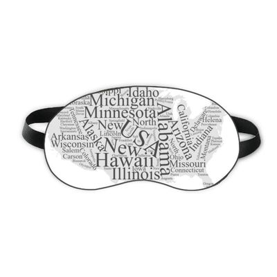 America USA Map City Wordcloud Sleep Eye Shield Soft Night Blindfold Shade Cover