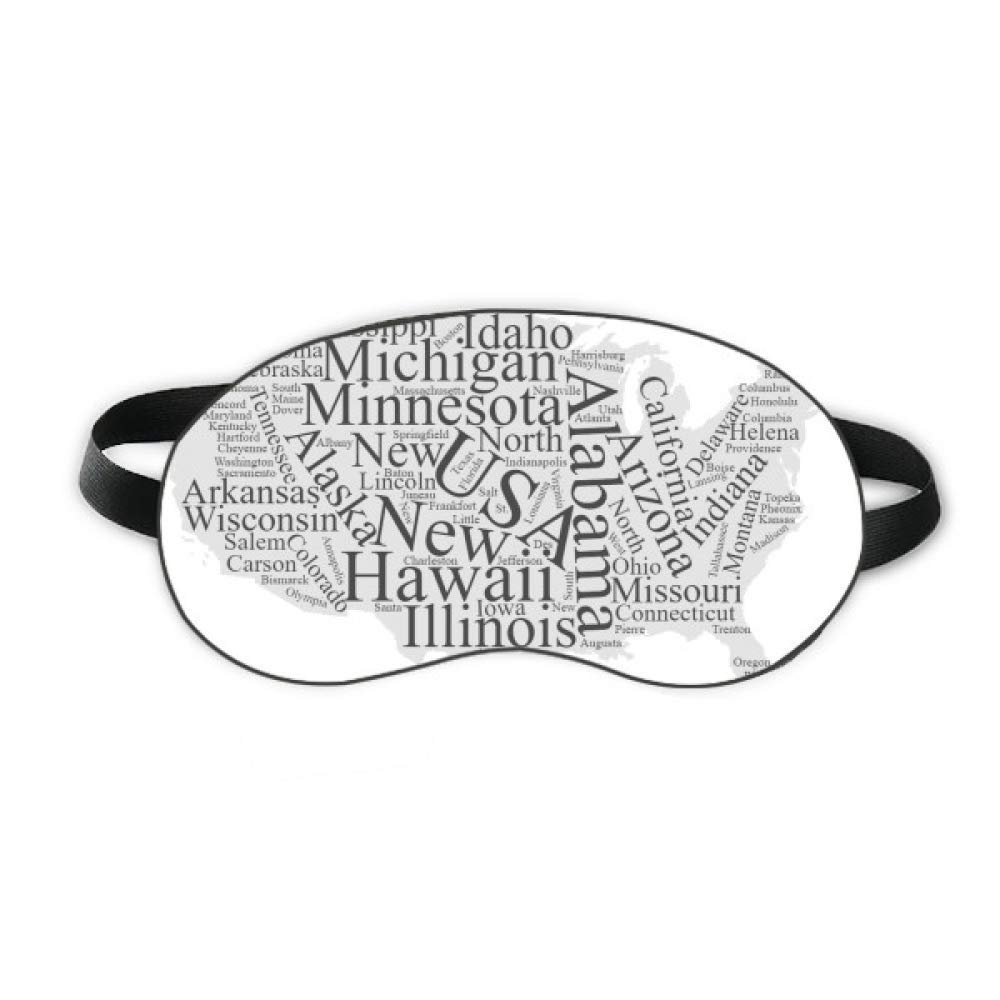 America USA Map City Wordcloud Sleep Eye Shield Soft Night Blindfold Shade Cover
