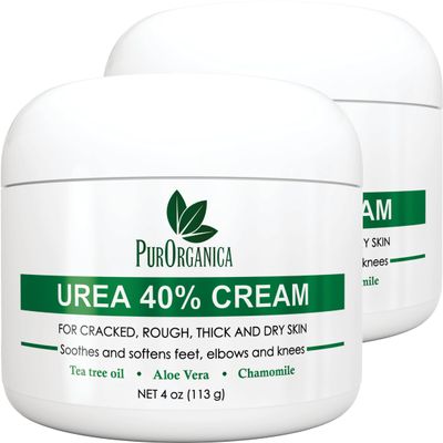 PurOrganica Urea 40% Foot Cream - Made in USA - Corn, Callus and Dead Skin Remover - Moisturizer & Rehydrater - For Thick, Cracked, Rough, Dead & Dry Skin - For Feet, Elbows and Hands - Pack of 2
