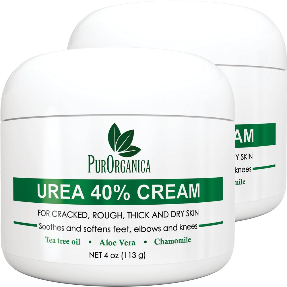 PurOrganica Urea 40% Foot Cream - Made in USA - Corn, Callus and Dead Skin Remover - Moisturizer & Rehydrater - For Thick, Cracked, Rough, Dead & Dry Skin - For Feet, Elbows and Hands - Pack of 2