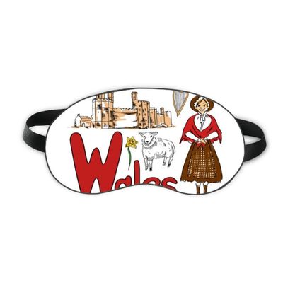 Wales National symbol Landmark Pattern Sleep Eye Shield Soft Night Blindfold Shade Cover