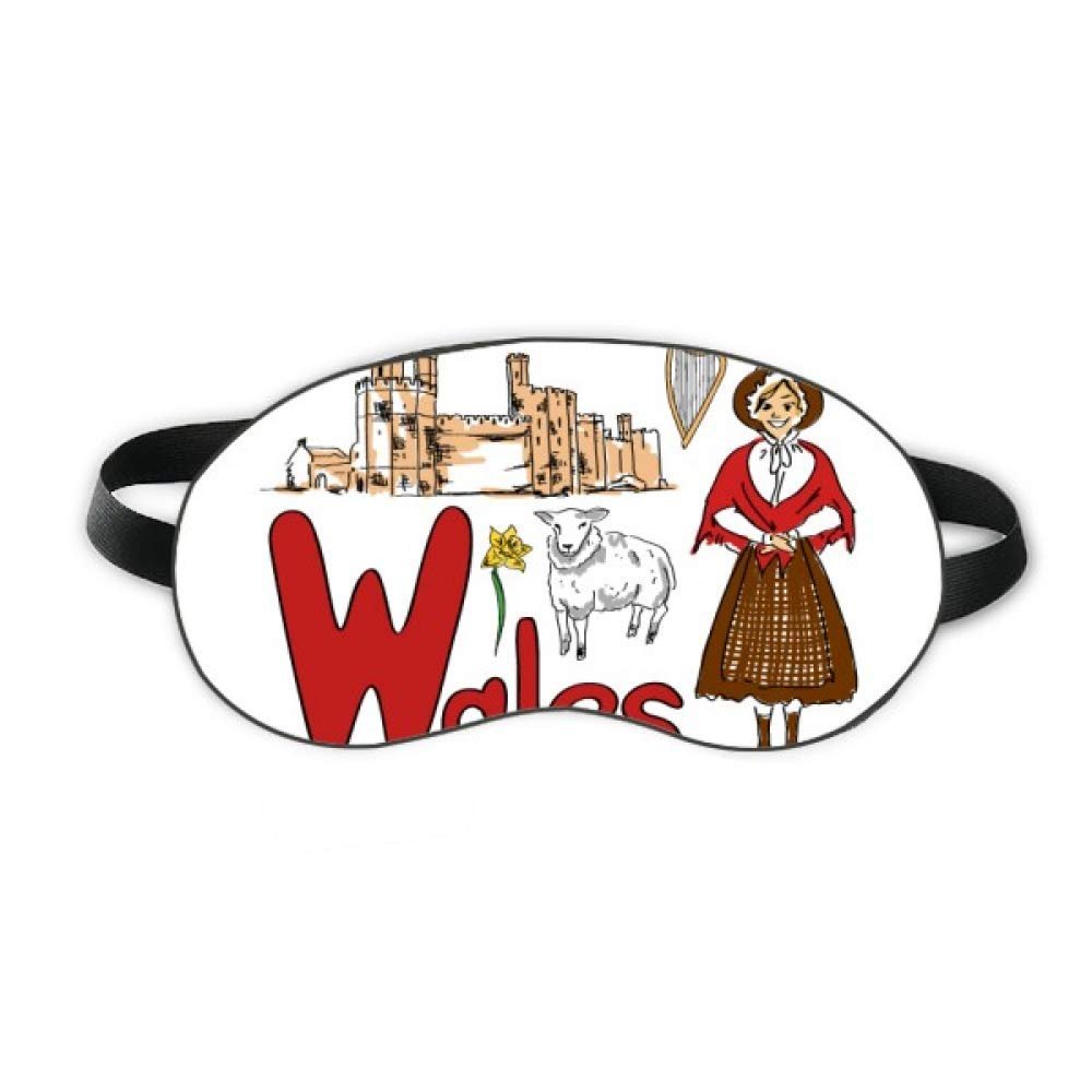 Wales National symbol Landmark Pattern Sleep Eye Shield Soft Night Blindfold Shade Cover