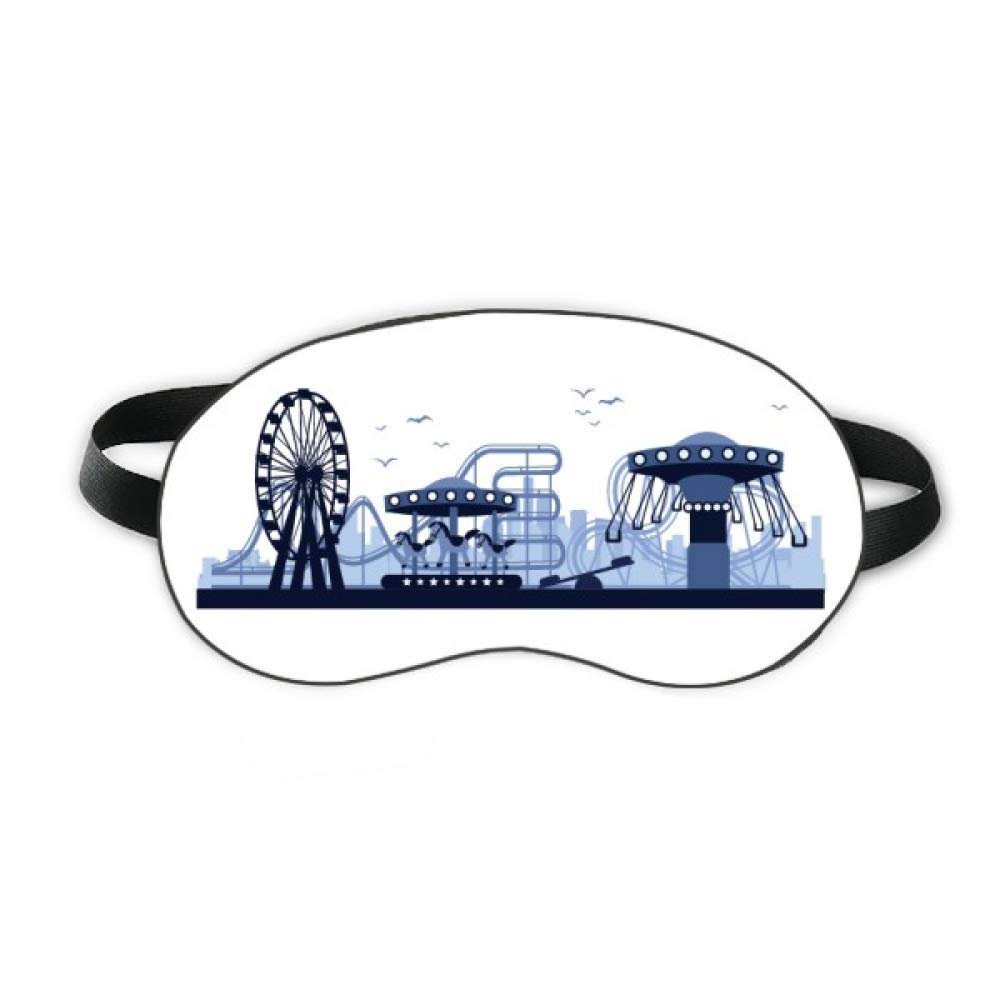 Amusement Park Blue Facilities Outline Sleep Eye Shield Soft Night Blindfold Shade Cover