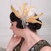 Aimimier 1920s Flapper Feather Hair Clip Crystal Tassel Roaring 20s Yellow Feather Headpiece Masquerade Hair Accessories for Women and Girls view 1