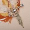 Aimimier 1920s Flapper Feather Hair Clip Crystal Tassel Roaring 20s Yellow Feather Headpiece Masquerade Hair Accessories for Women and Girls view 3