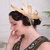 Aimimier 1920s Flapper Feather Hair Clip Crystal Tassel Roaring 20s Yellow Feather Headpiece Masquerade Hair Accessories for Women and Girls view 4