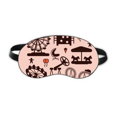 Amusement Park Facilities Black Outline Sleep Eye Shield Soft Night Blindfold Shade Cover