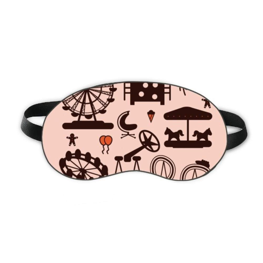 Amusement Park Facilities Black Outline Sleep Eye Shield Soft Night Blindfold Shade Cover