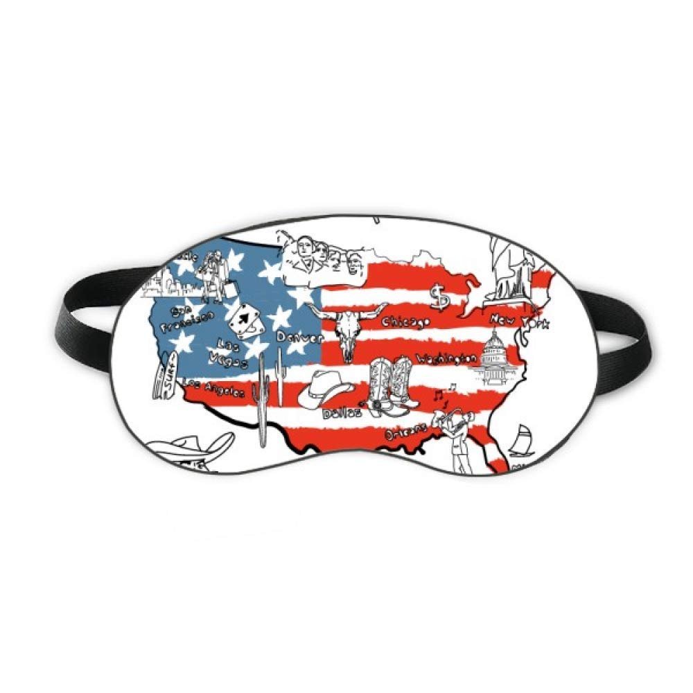 America Map Liberty Word Illustration Sleep Eye Shield Soft Night Blindfold Shade Cover