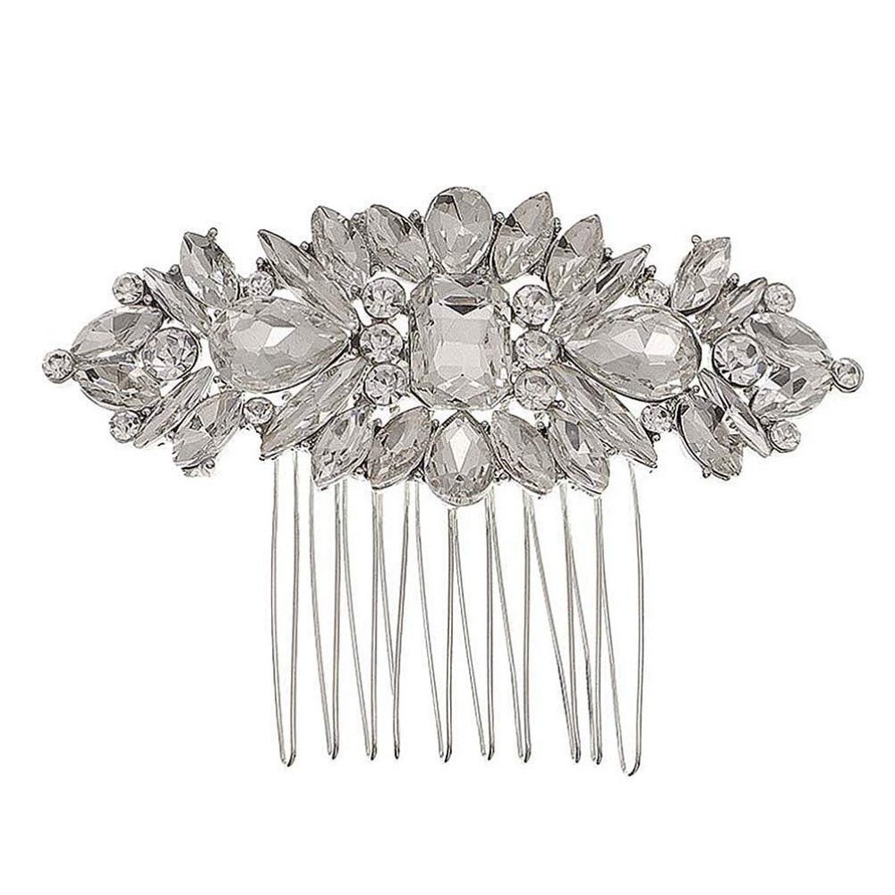 Beaupretty 1pc Retro Ethnic Horse Eye Glass Rhinestone Insert Comb Alloy Hair Comb Hair Combs Barrette Bridal Hair Clip Bridal Hair Clips Hair Piece Beads Wedding Bride