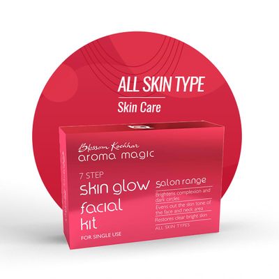 Aroma Magic Skin Glow Facial Kit - Single Use | 7 Steps Skincare Set | Reduces Dark Circles | Gently Removes Dead Skin | Restores Clear & Radiant Skin