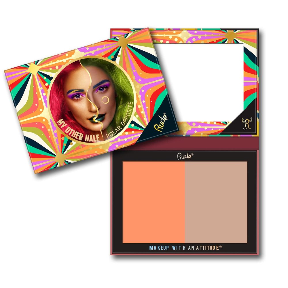 My Other Half Duo Shade Face Palette - Polar Opposite by Rude Cosmetics for Women - 0.4 oz Makeup